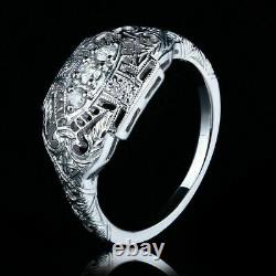 Bague de fiançailles Art déco vintage simulée avec diamant de 2,10 ct