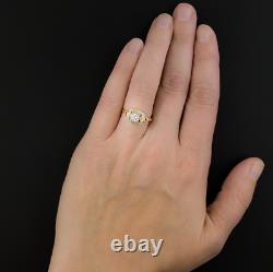 Bague de mariage Art déco vintage en or jaune 14 carats avec diamant simulé