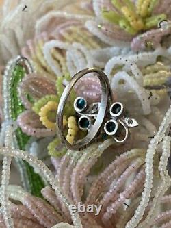 Belle Bague Ancienne Art Nouveau Argent Turquoises Antique Vintage Silver Ring
