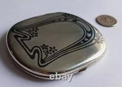 Boîte à Cigarettes Art Nouveau Argent 900 Niello Antique Silver Box Jugendstil