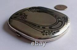 Boîte à Cigarettes Art Nouveau Argent 900 Niello Antique Silver Box Jugendstil