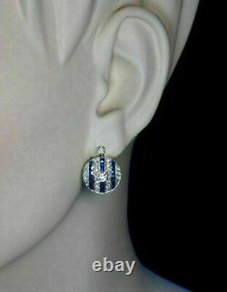 Boucles d'oreilles pendantes Art déco vintage en or blanc 14 carats 2,41 ct