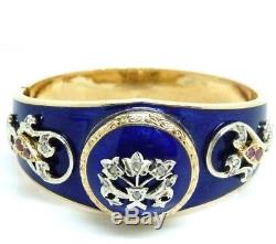 Bracelet Art Nouveau Vintage Ans'20 Or Massif 18 Kt Avec Diamant Et Rubis