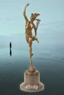Bronze Sculpture Dieu Mercur Luxe Cadeau Vintage Kunstskulpture 43 CM