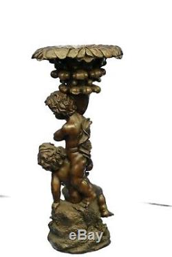 Bronze Sculpture Statue Style Art Nouveau Vintage Deux Playful Puti Chérubin Lrg