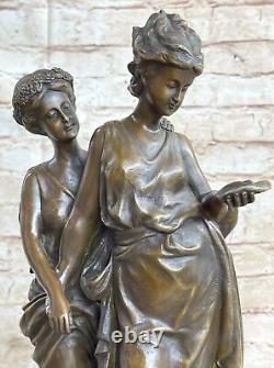 Bronze Sculpture Statue Vintage Style Art Nouveau Domestique Deco Deux Figurine