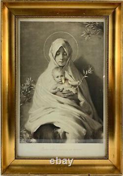 Cadre Antique Or Somptueux Vintage Art Nouveau avec Impression Maria Enfant