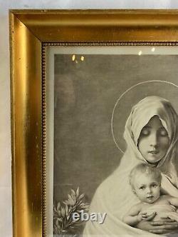 Cadre Antique Or Somptueux Vintage Art Nouveau avec Impression Maria Enfant