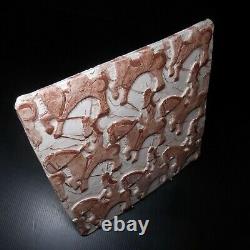 Carré céramique faïence poterie art vintage fait main cheval cavalier N8879