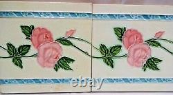 Carreau Art Nouveau Majolique Vintage Céramique Porcelaine Angleterre Rose