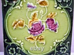 Carreau Majolique Rose Violet Art Nouveau'Angleterre Porcelaine Vintage Objets #