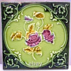 Carreau Majolique Rose Violet Art Nouveau England Porcelaine Vintage Collection