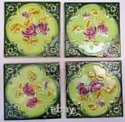 Carreau Majolique Vintage Angleterre Art Nouveau Porcelaine Rose Violet 4 De #12