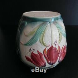 Céramique faïence barbotine tulipe cache-pot récipient vintage art nouveau N5914