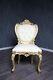 Chaise Baroque Antique Or Massif Coussin Blanc Style Chippendale Art Vintage