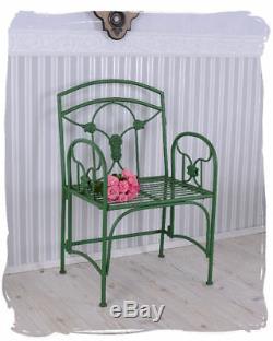Chaise De Jardin Shabby Chic Fer Vintage Art Nouveau Chaise Vert