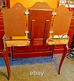 Coiffeuse meuble style Vénitien triptyque & dessus miroir- vintage art nouveau