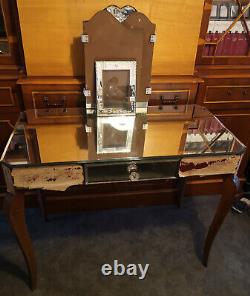 Coiffeuse meuble style Vénitien triptyque & dessus miroir- vintage art nouveau