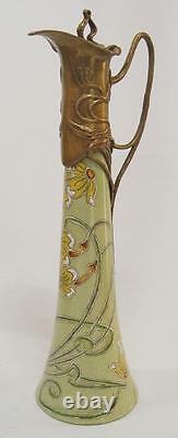 Cruche Vase Carafe Art Nouveau Optique Porcelaine Cadeau Bronze Vintage