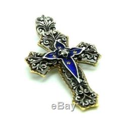 Crucifix Antique Made In Italy Vintage Ans 20 Or Massif 18 Kt Avec Diamant