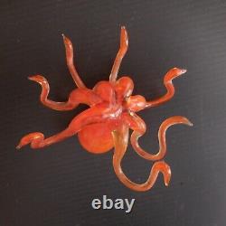 Figurine statue animal marin pieuvre verre fait main vintage déco design N4238