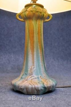Floral Art Nouveau Céramique Lampe de Table Überlaufglasur Design Vintage