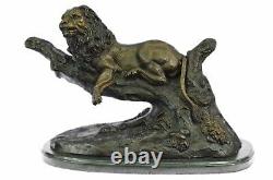 Géant Vintage Armor Bronze Lion Chat Art Sculpture Statue Nappe Bureau Pompeia