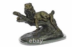Géant Vintage Armor Bronze Lion Chat Art Sculpture Statue Nappe Bureau Pompeia