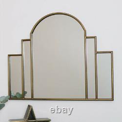 Grand Doré Art Déco Arc Ventilateur Miroir Vintage Mural Décor Glamour de Luxe