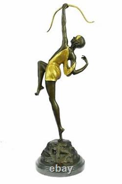 Grand Vintage Sculpture Français Le Faguays Bronze Statue Déesse Diana Art