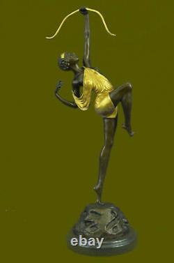 Grand Vintage Sculpture Français Le Faguays Bronze Statue Déesse Diana Solde Art