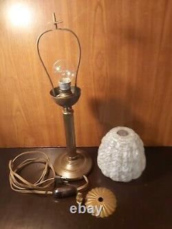 LAMPE COLONNE et LYRE ART DECO NOUVEAU 1920 30 verre de CLICHY CUIVRE VINTAGE