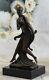Lg Vintage Art Style Bronze Jules Debois Nouveau Danseuse Nu Femme Statue Deco
