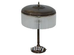 Lampe De Chevet Bureau Verre Pampilles Art Deco Vintage Couleur Cuivre Laiton