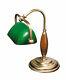 Lampe De Table Banquier Bronze Antique Verre Echt-messing Vintage Bureau