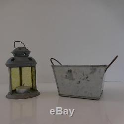 Lanterne + jardinière métal zinc vintage XXe art-déco art nouveau