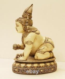 Lord Krishna Statue Beau Vintage Décoratifs Fin Sculpté Fait à la Main Résine D