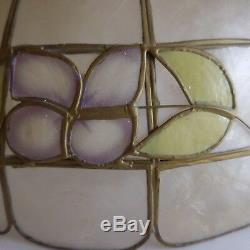 Lustre suspension vitrail bakélite éclairage vintage fait main Art Nouveau N3328