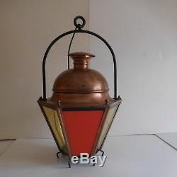 N1978 lanterne cuivre éclairage XIXe vintage art nouveau fait main PN France