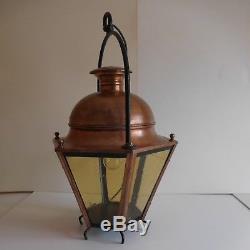 N1978 lanterne cuivre éclairage XIXe vintage art nouveau fait main PN France