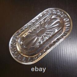N9159 Coupelle vide-poche bijou verre cristal vintage art nouveau fleur ovale