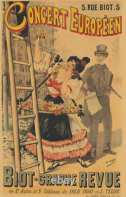 Original Vintage Affiche Concert Europeen Style Art Nouveau Theater 1895 Fleurs