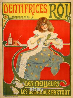 Original Vintage Affiche Dentifrices Roi Style Art Nouveau Français 1910 Dame