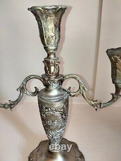 Pair of Vintage French Bronze Candelabra, Candleholder, Antique Bronze Candle Ho