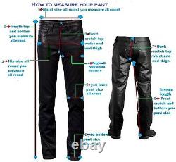 Pantalon Cuir Jean Style Pantalon Homme Vrai Pantalon Moto Taille Épais Noir 17