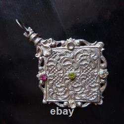 Pendentif orient 3 pierres métal bijou accessoire vintage art nouveau N4136