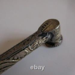 Pipe métal nickel sculptée fait main vintage art nouveau déco design XXe N5109