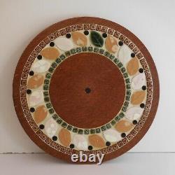 Plateau rond fait main bois céramique mosaïque vintage art déco table N4188