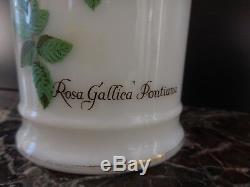 Pot verre opalin Rosa Gallica Pontiana vintage art nouveau déco XXe PN France