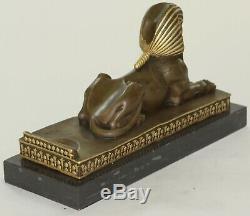 Rare Vintage Européen Finery Art Déco Égyptien Revival Bronze Sphinx Fonte